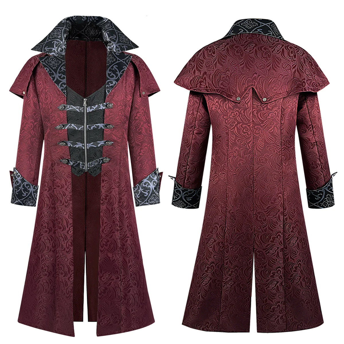 Abrigo Chaqueta Medieval de Halloween, Disfraz de Cosplay de Banquete de Palacio Vintage Oscuro Gótico para Hombre Europeo