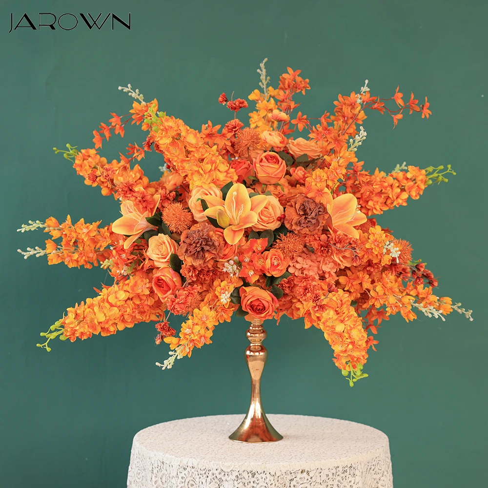 Table Centerpieces Orange Series Artificial Delphinium Rose Floral Arrangement for Wedding Event Decors Floral Ball Customized