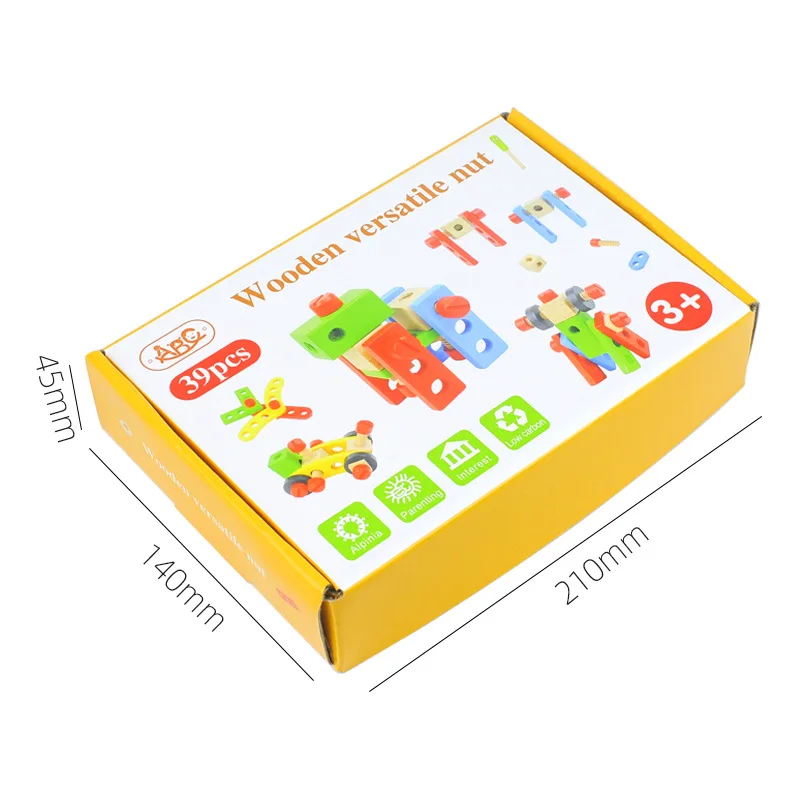 Educational Montessori Kids Toys Plastic Wooden Toolbox Pretend Play Set Children Nut Screw Assembly Simulation Carpenter Tool