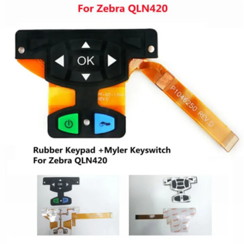 Rubber Keypad & Myler Keyswitch Replacement for Zebra QLn420 Barcode Printer New