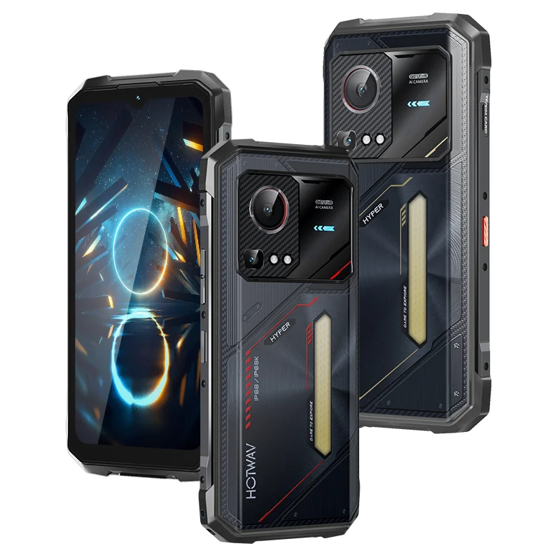 HOTWAV Hyper 7S Robustes 5G-Smartphone mit Android 15, 4GB RAM, 256GB Speicher, 10800mAh Akku, 20W Schnellladung, 6,6'' 120Hz Bildschirm und Super-Campinglampe
