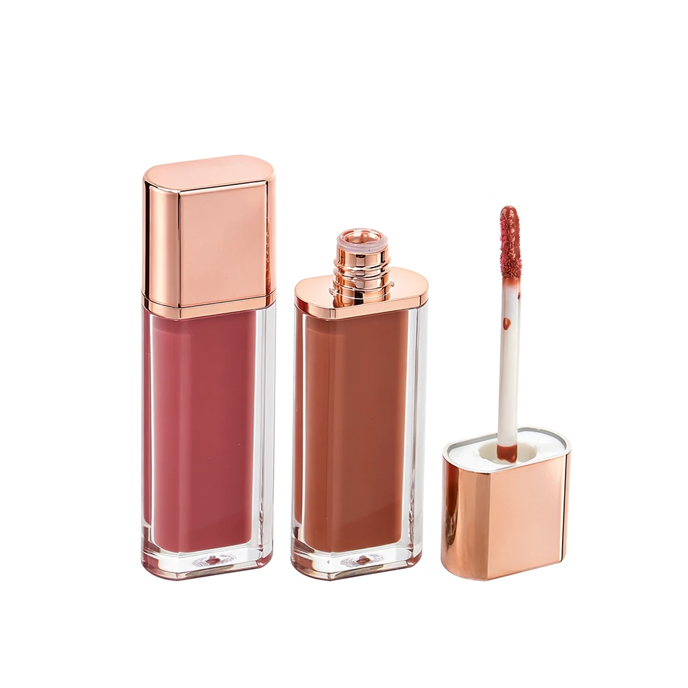 Private Label Lip Gloss Rose Gold Lid Pigment Moisturizing Non-stick Glossy Waterproof Easy to Apply Custom Logo Vegan Makeup