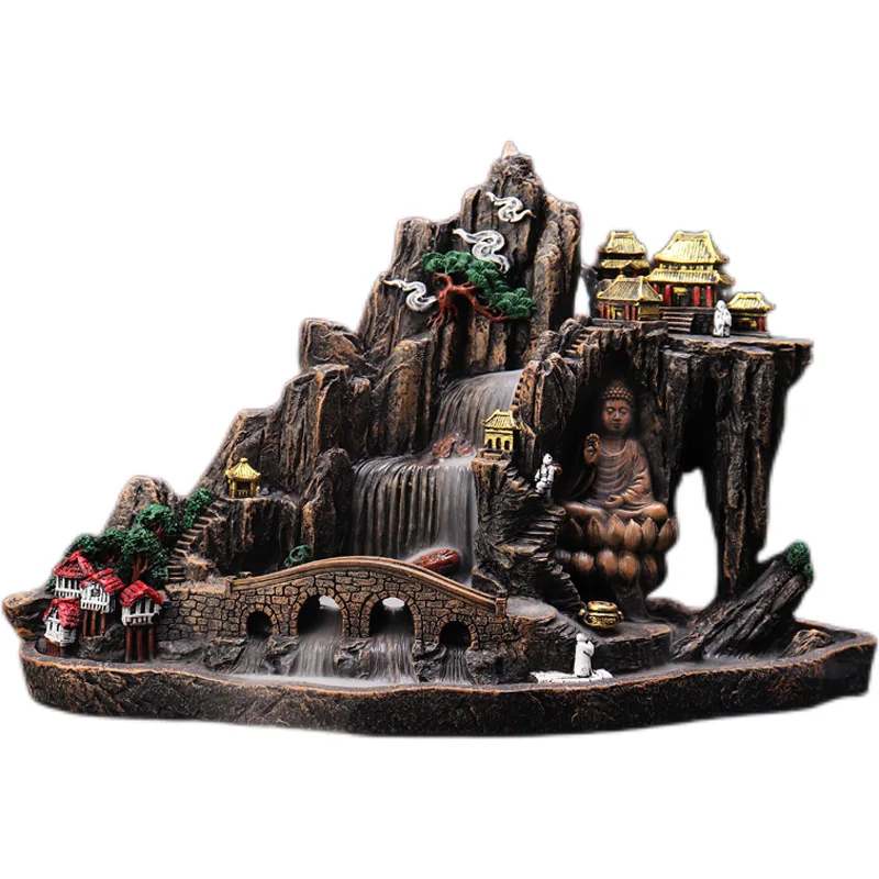 Zen Big Size Backflow Incense Burner Resin Buddha Large Home Decor Ornaments Sandalwood Cone Censers Best for Gifts