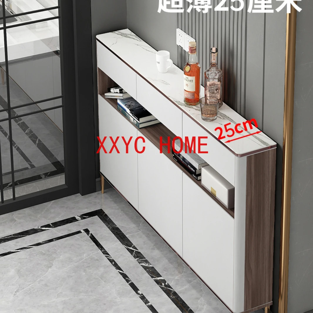 Ultra-Thin Sideboard Cabinet 25cm Solid Wood Straight Drinking Machine Sideboard Cabinet Light Luxury Integrated