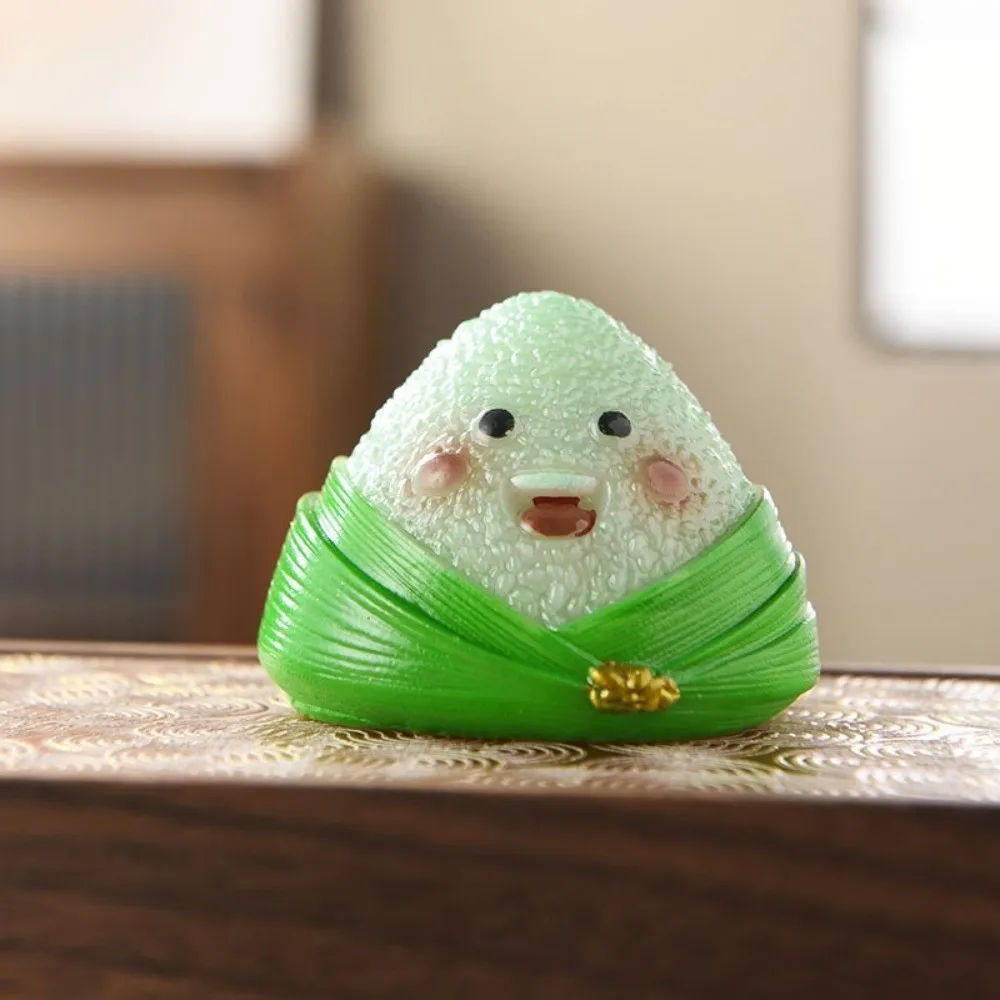 The Tea Favors Tea Pet Zongzi Sculpture Green Chinese Style Resin Rice Dumpling Statue Blessing Lucky Bag