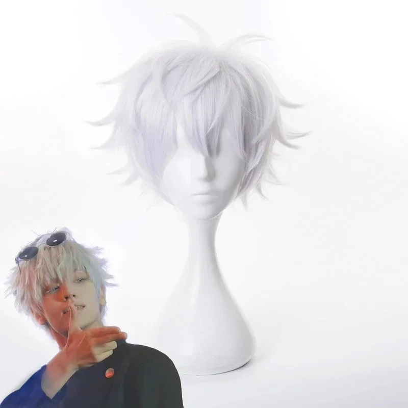 Satoru Gojo kurze graue Perücken Maskerade Cosplay Perücken für Erwachsene synthetische Faser Haare rsatz Perücken für Anime Cosplay Kostüm