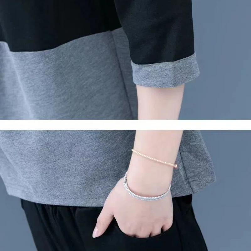 女性用ツーピースセット,ラウンドカラー,ポケット,ルーズフィット,ミニマリストフィッティング,プルオーバー,七分袖トップ,ストレートパンツ,夏のファッション,新しいコレクション2024