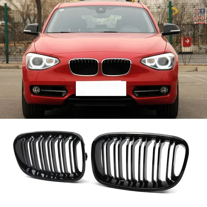 Car Front Bumper Kidney Grille Racing Grills For BMW 1 Series F20 F21 11-14 Replacement Double Slat Gloss Black Grilles