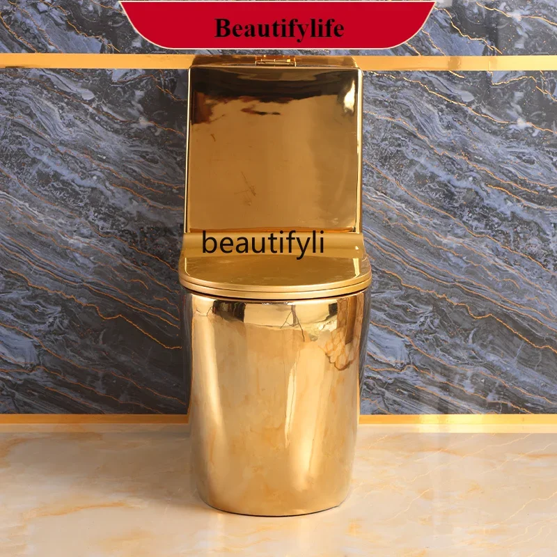 Z189   Light luxury toilet electroplated yellow gold toilet artist household pumping one-piece toilet