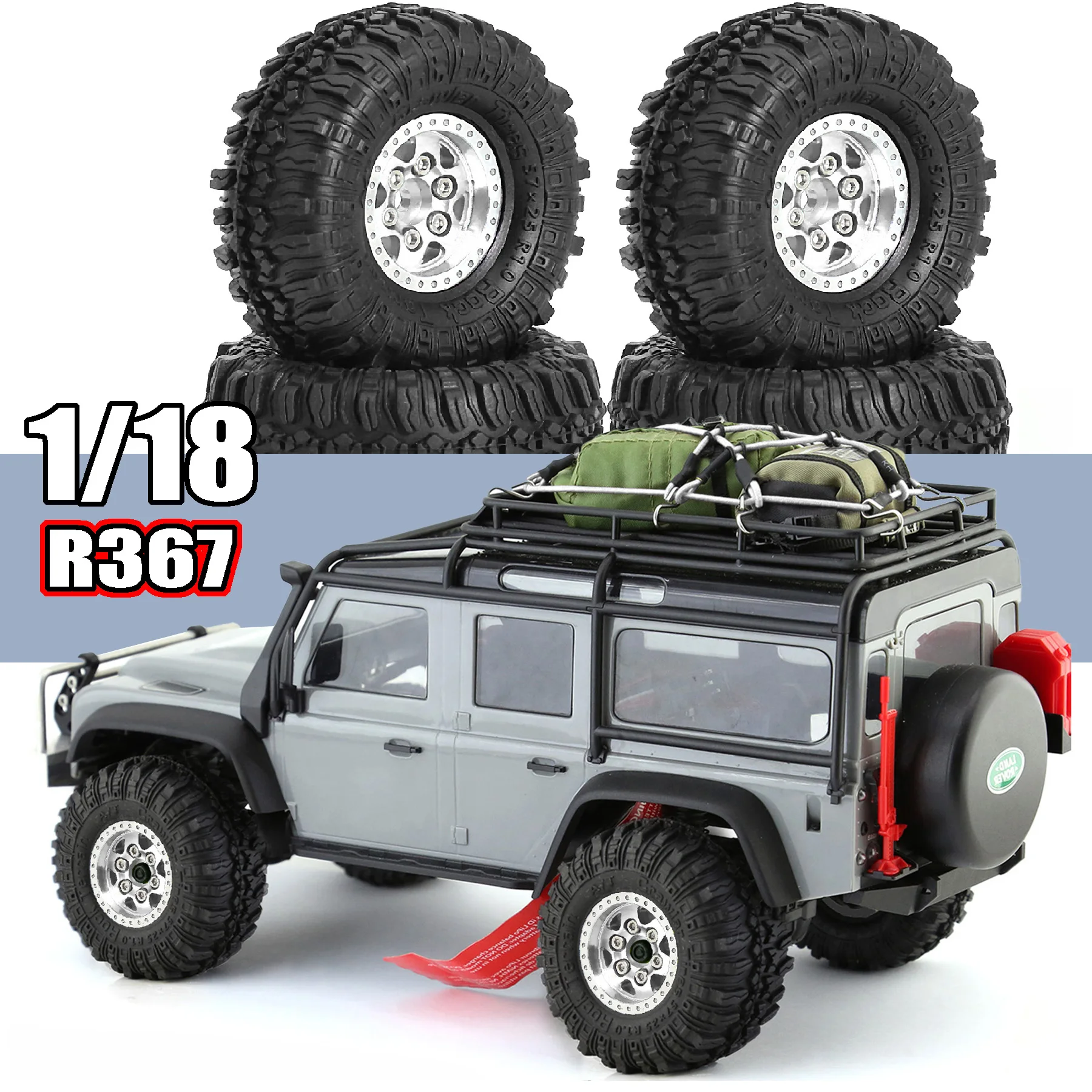 RED SPIDER 4Pcs 57mm 1.0 In RC Beadlock Wheel Tires Mud Terrain Tyre Set For 1/18 1/24 Mini Crawler Axial SCX24 Traxxas TRX4M