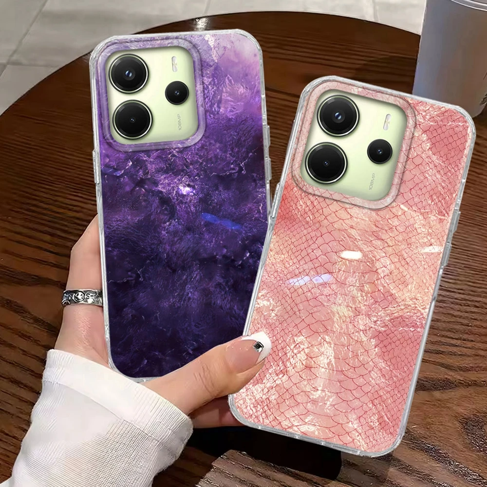 Für Xiaomi Redmi Note 14 13 12 11 10 11S 10S 8 9 15 Pro Lila Wellenmuster Mädchen Handyhülle 15C 14C 13C A3 A1 A2 9A A5 Cover