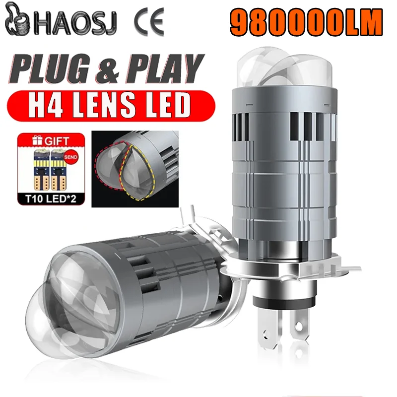 

H4 Bi Mini LED Projector Lens Car Bulb Auto Motor Headlight Turbo Lamps Canbus Plug&Play Dual Motorcycle High Low Beam 12V 24V