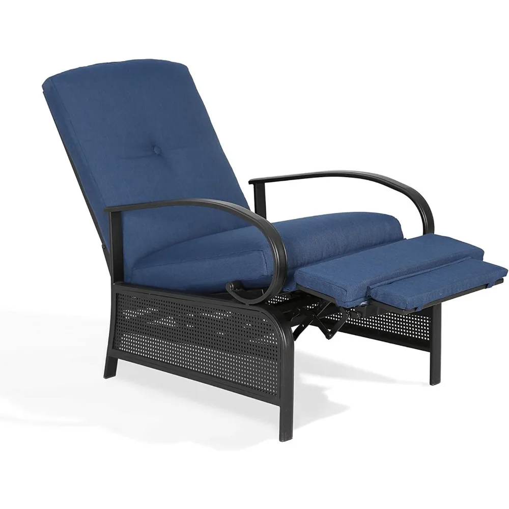 طقم كرسي فناء مكون من قطعتين مع وسادة خارجية قابلة للتعديل باللون الأزرق