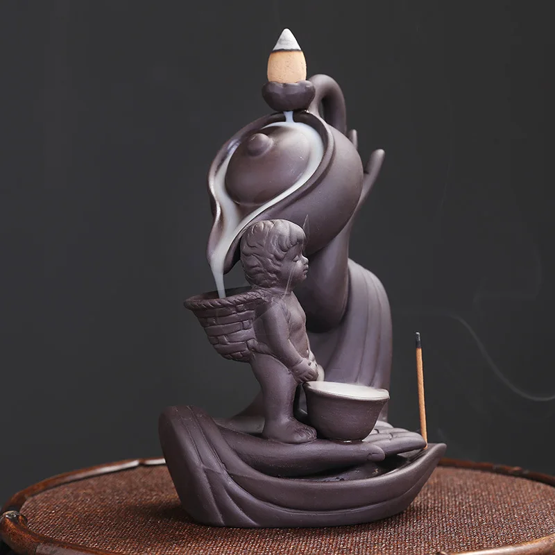 

Ceramic Purple Sand Lotus Backflow Incense Stove Zen Buddhist Hand Creative Home Fragrance Stove Incense Insert Plate Accessorie