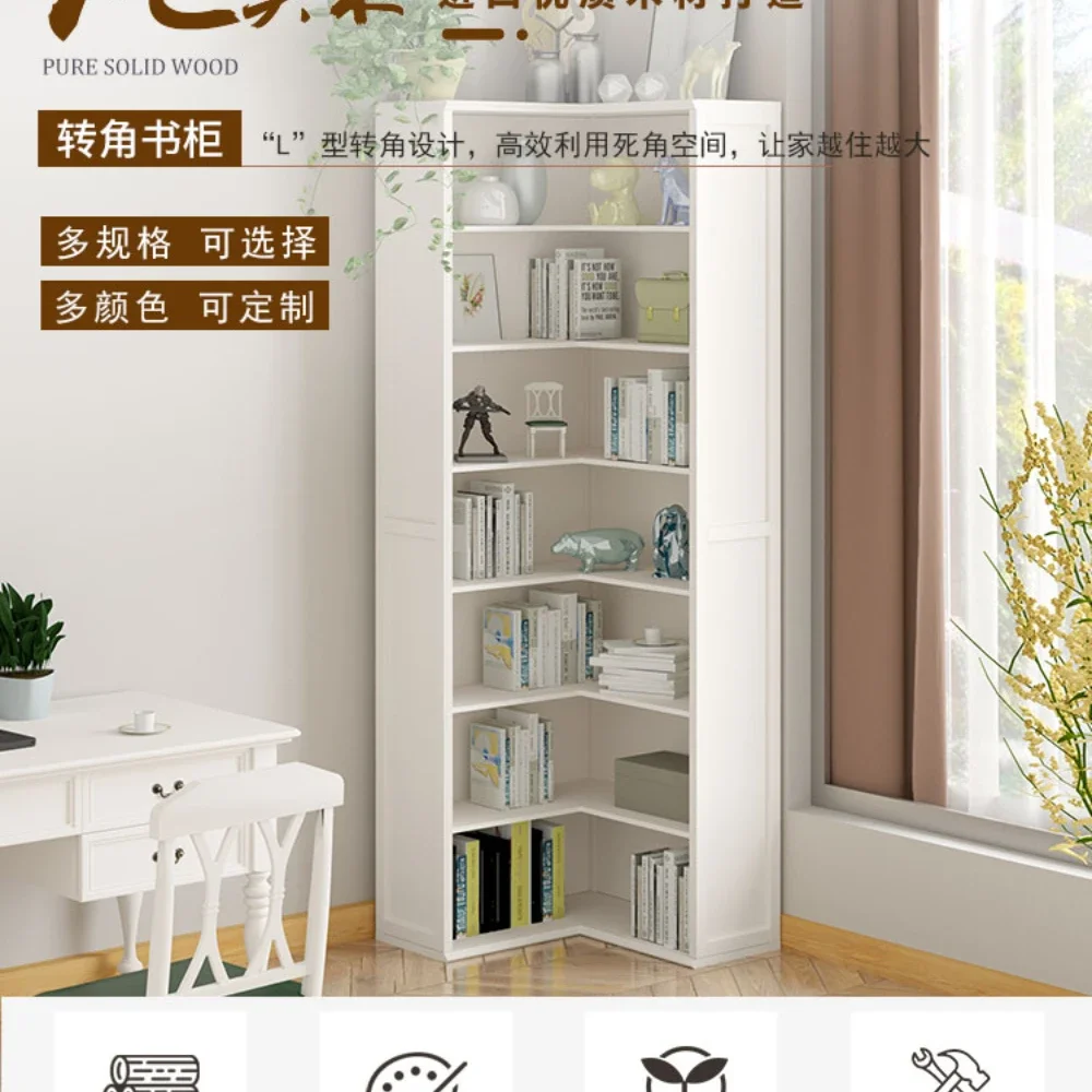 

Solid Wood American Ins Corner Study Living Room Bookcase Bookshelf L-Shaped