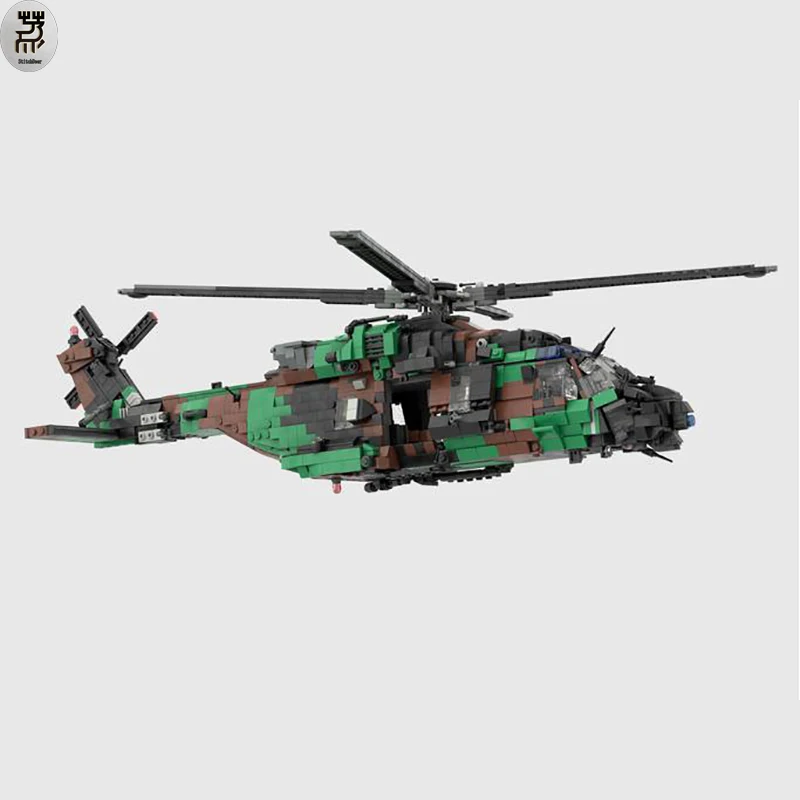 Military MOC 1:32 NH-90 Tactical Transport Helicopter French Army Building Blocks Fighter Toys Bricks Children\'s Birthday Gift