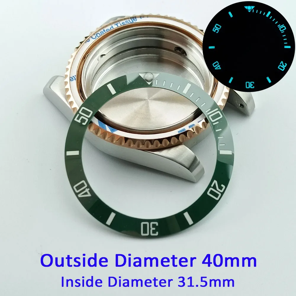 Schräge 40 mm * 31,5 mm grüne/schwarze/rote/blaue Keramik-Lünetteneinlage für Uhren, zum Ersetzen des Zifferblatts, Uhrenlünetteneinlagen