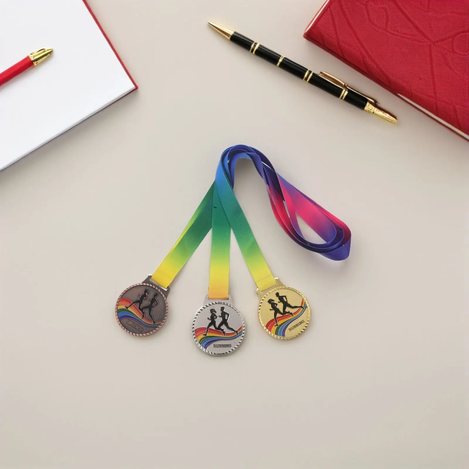 

Набор из 3 медалей для марафонцев: золотые, серебряные, бронзовые награды из сплава для спортивных соревнований на открытом воздухе