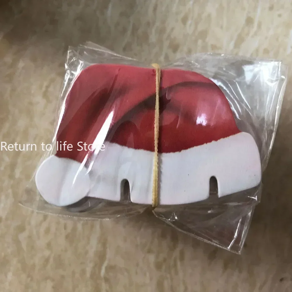 10pcs Christmas Glass Cup Card Santa Claus Hat Wine Glass Decor Ornaments Christmas Decorations Navidad Noel New Year