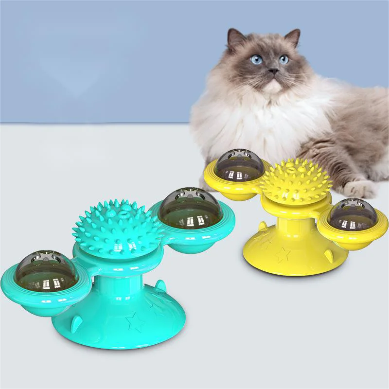 

Hot Sale Pet Accessories Spun Windmill Carousel Mint Tease Pet Cat Toy Ball Indoor Interactive Fun Windmill Cat Toys
