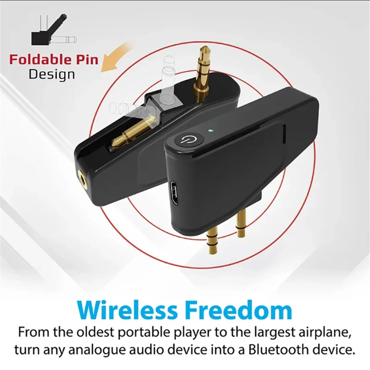 ABNP Bluetooth 5.3 Adattatore di volo per compagnia aerea per aereo Trasmettitore A2DP per cuffie wireless con cancellazione del rumore Aonic 40 50