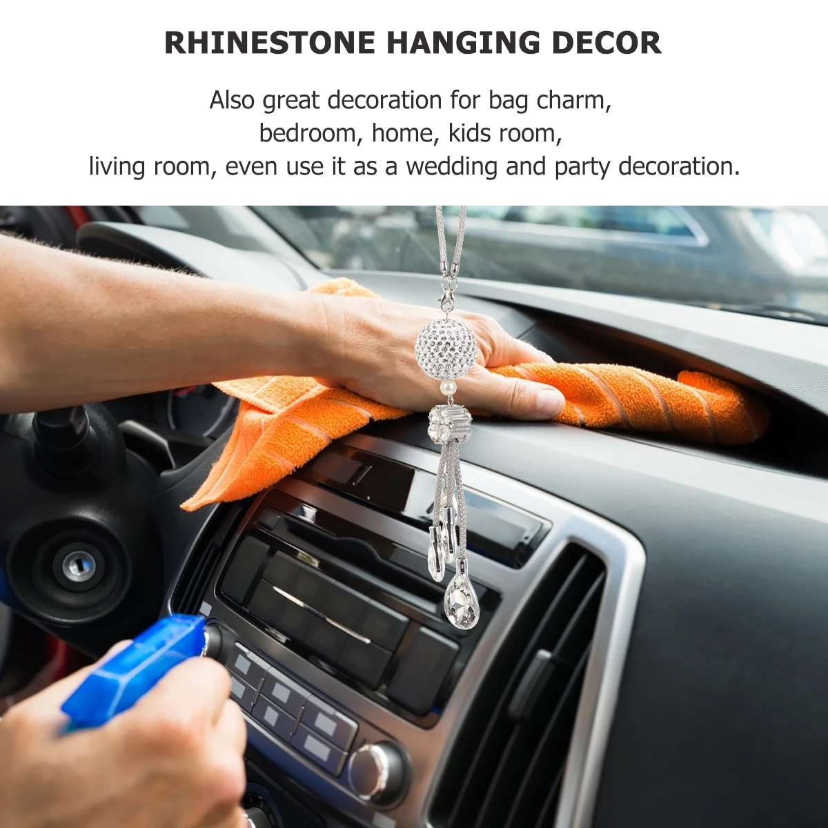 Rearview Mirror Pendant Car Hanging Decoration Decorations Adaptable Rhinestone for Glass Rhinestones