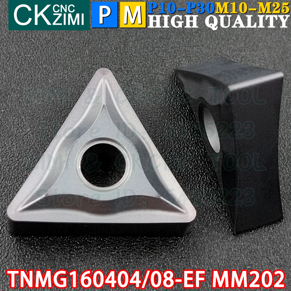 TNMG160404-EF MM202 TNMG160408-EF MM202 Inserti in metallo duro Inserti per tornitura esterna Utensili TNMG1604 TNMG 1604 EF CNC Tornio meccanico per metalli Tornitura utensili da taglio