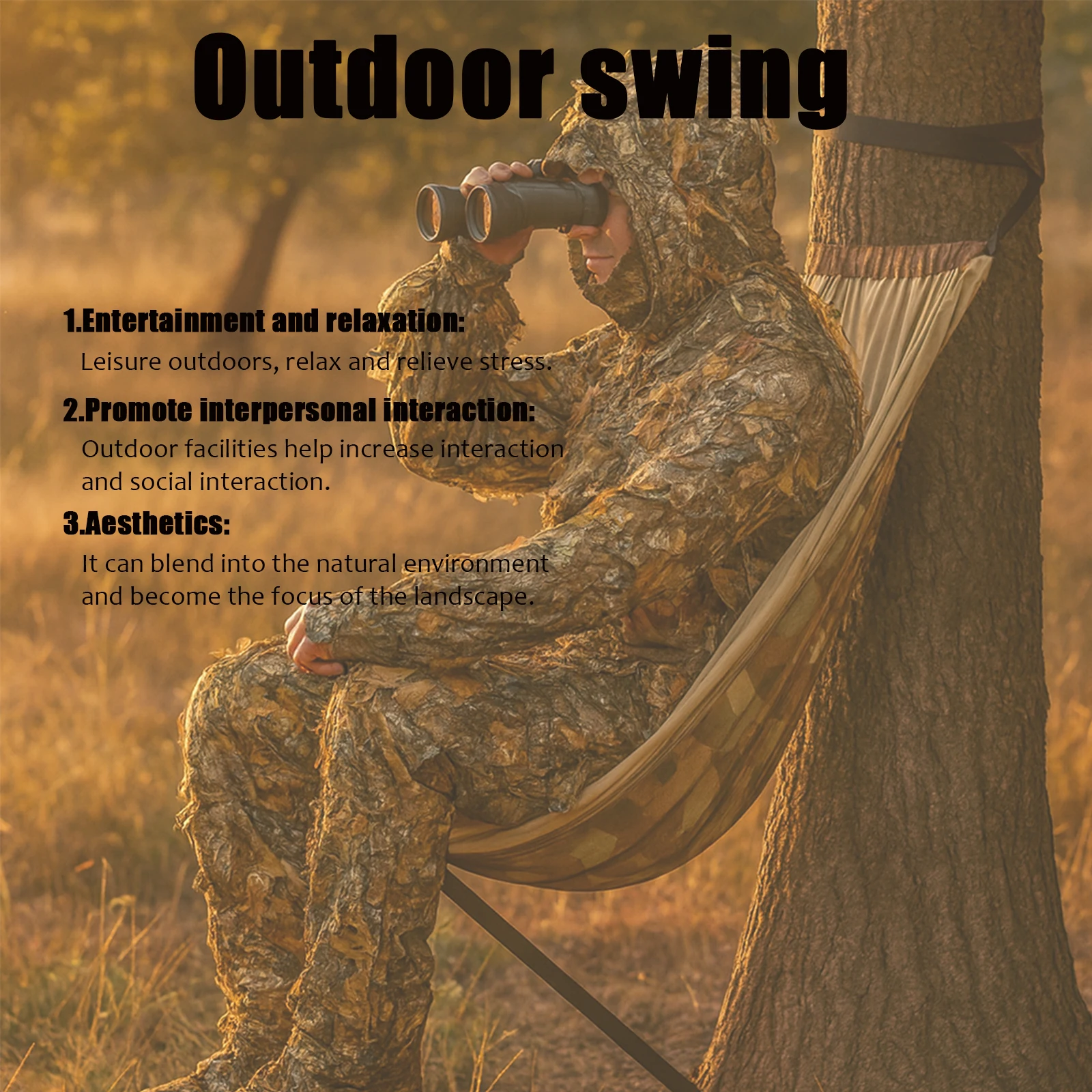 أرجوحة تخييم خارجية مموهة لشخص - مراجعة Hunting And Fishing Outdoor Chairs وسعره