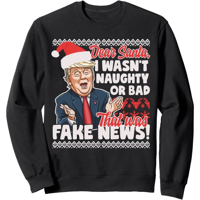 Christmas funny Donald Trump fake news pullover