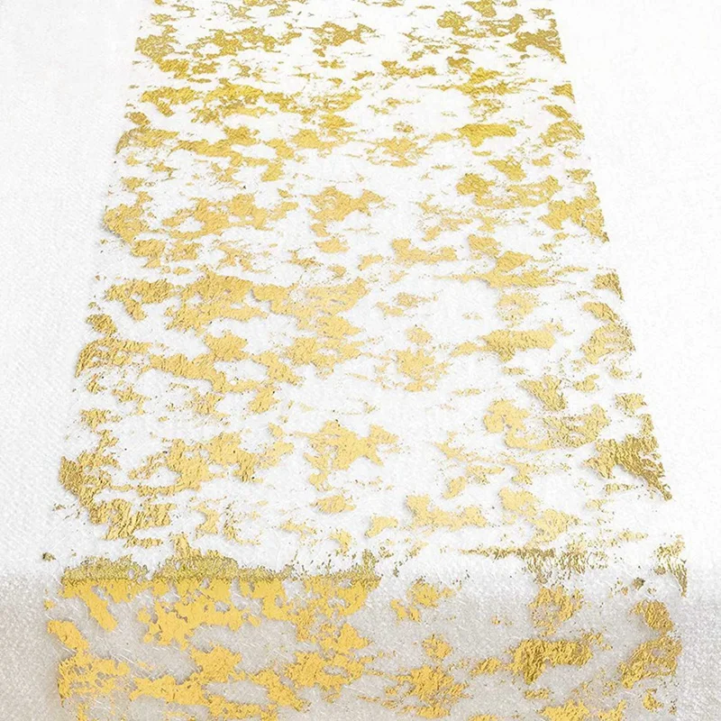 6X Table Runner, Sparkling Polyester Tulle Ribbon Roll With Gold Foil,Birthday Party Wedding Christmas Decor 28Cmx10m