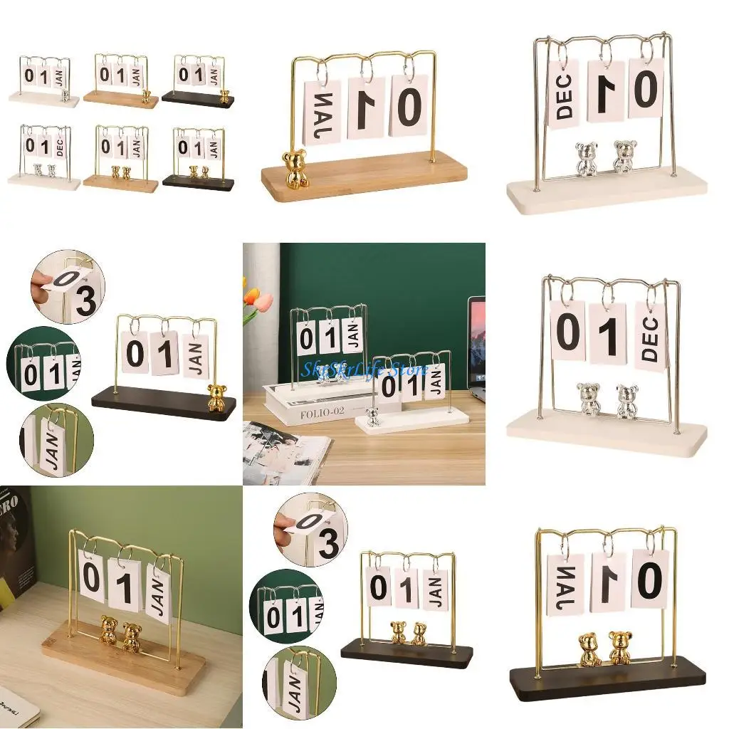 

E65E Permanent Calendar with Dates and Month Cards, Iron Rings Binding Calendar