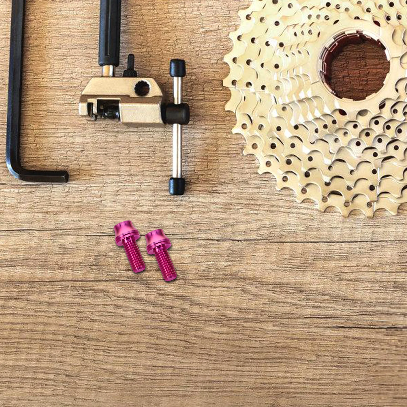 

2 set Bike Water Bottle Cage Bolts M5x12 Purple Titanium Screws Washers for Mountain Bikes Lightweight Set Includes