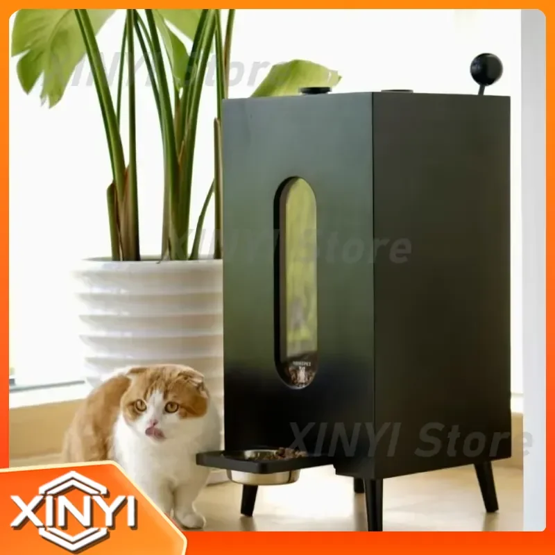 Wooden Pet Food Dispenser for Cats and Dogs Large Capacity Moisture Proof Pet Storage Feeder Drinking Water Bucket Pet