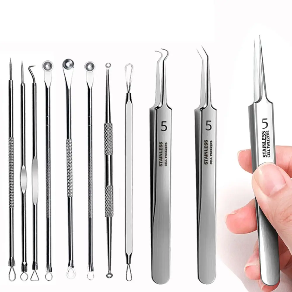 8 stks/set Huid Tool Schoonheidssalon Diepe Schoner Gezichtsverzorging Mee-eter Pincet Puistje Remover Mobiele Clip Acne Naald