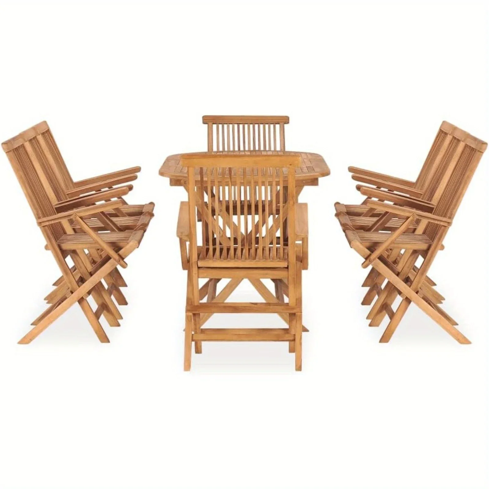 9 Piece Folding Patio Dining Set Solid Teak Wood 63