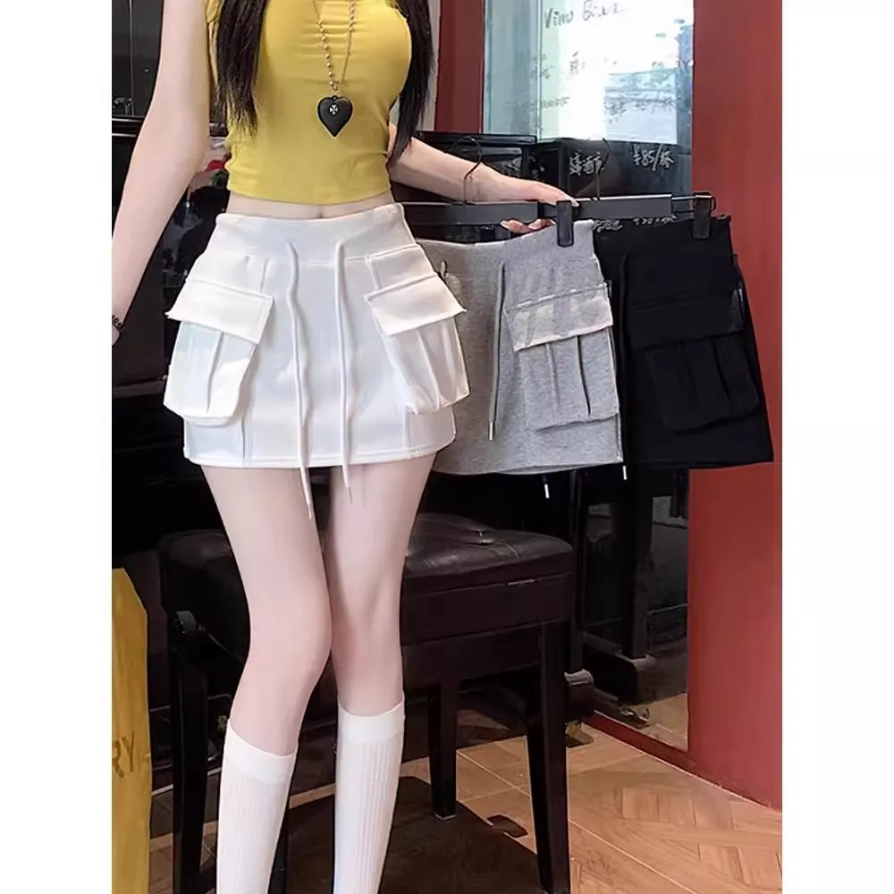 Casual Sweatshirt Style  Skirt for Women Spring Autumn Loose Waist Workwear Style Sporty Half Body Skirt Short Skirt