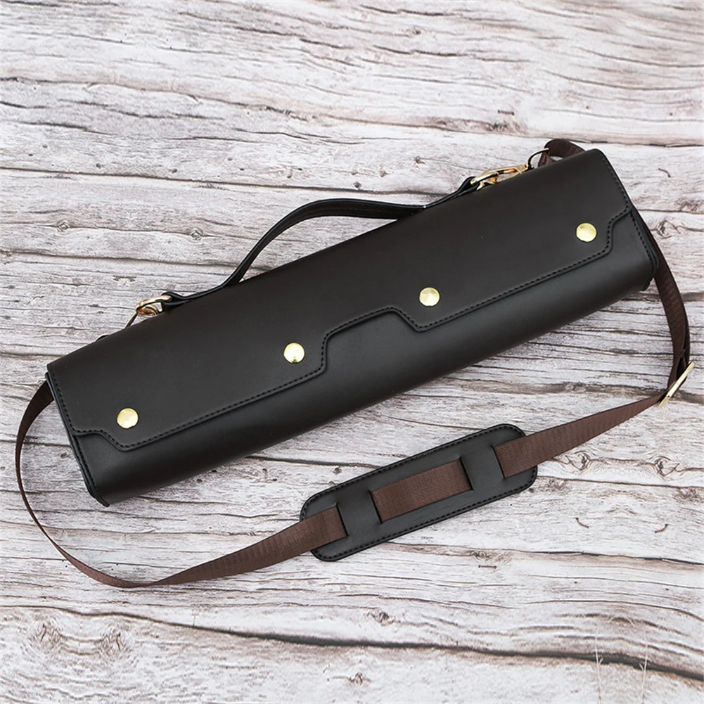 Portable Storage Case For 16 17 Holes Flute PU Leather Portable Flute Protective Wooden Box Musical Instrument Accessories