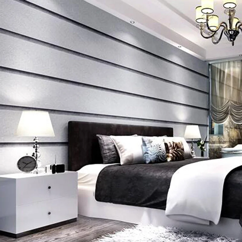 

Grey wallpaper advanced grey modern simple Nordic vertical stripe bedroom living room sofa TV background wall wallpaper