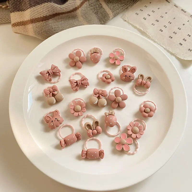 20PCS Haar Zubehör Für Mädchen Elastische Haar Bands Nette Blumen Stil Haar Ring Kinder Geburtstag Party Kopfschmuck Kopfbedeckungen – Detail 3