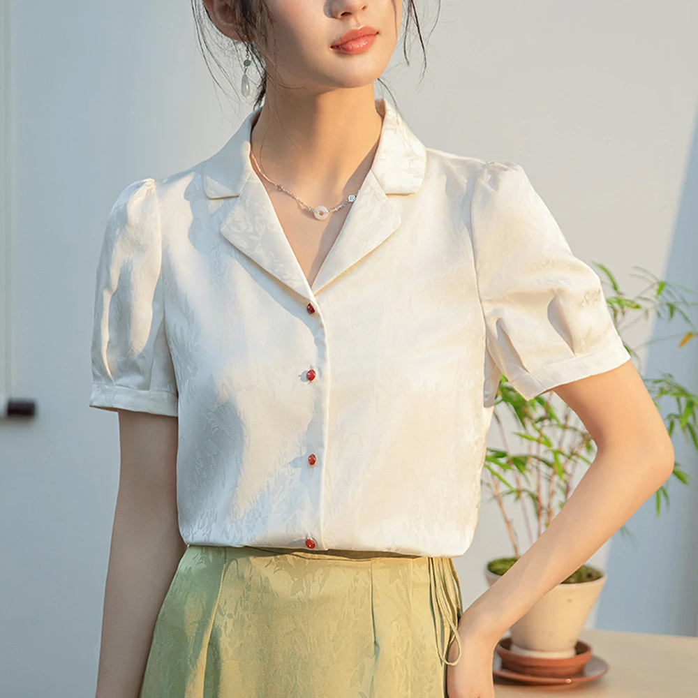 

Ladies And Girls Summer Fashion Slim Blouse Shirts Simple Elegant Short Sleeve Women Tops Female Casual All-Match Blouse Shirts