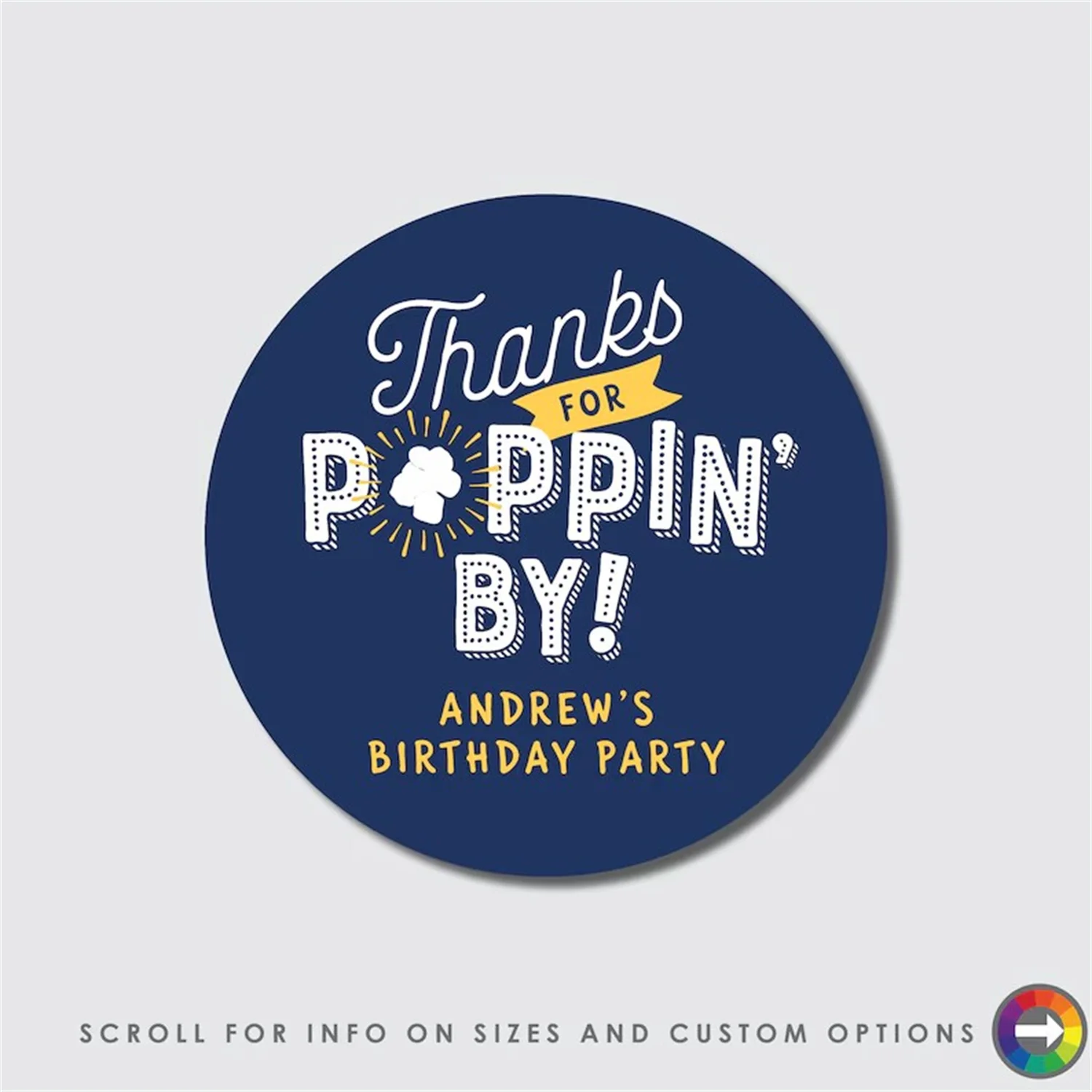 

50pcs Thanks for popping by sticker, popcorn favor, popcorn labels, baby shower treat, popcorn shower theme