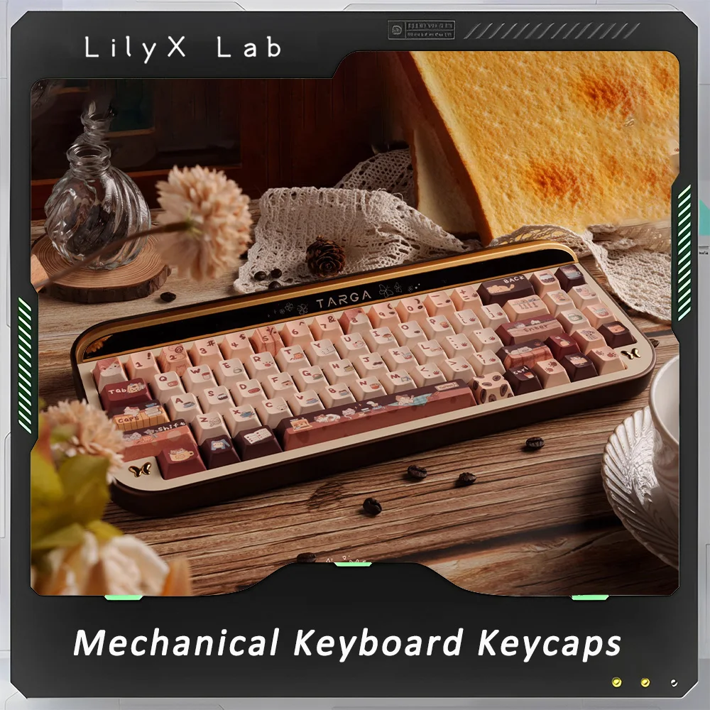 

LilyX Lab Meow Cafe Keycaps Customize Sublimation 138 Keys Mechanical Keyboard Keycap SOA Cherry Height Kawaii Gamer Accessories