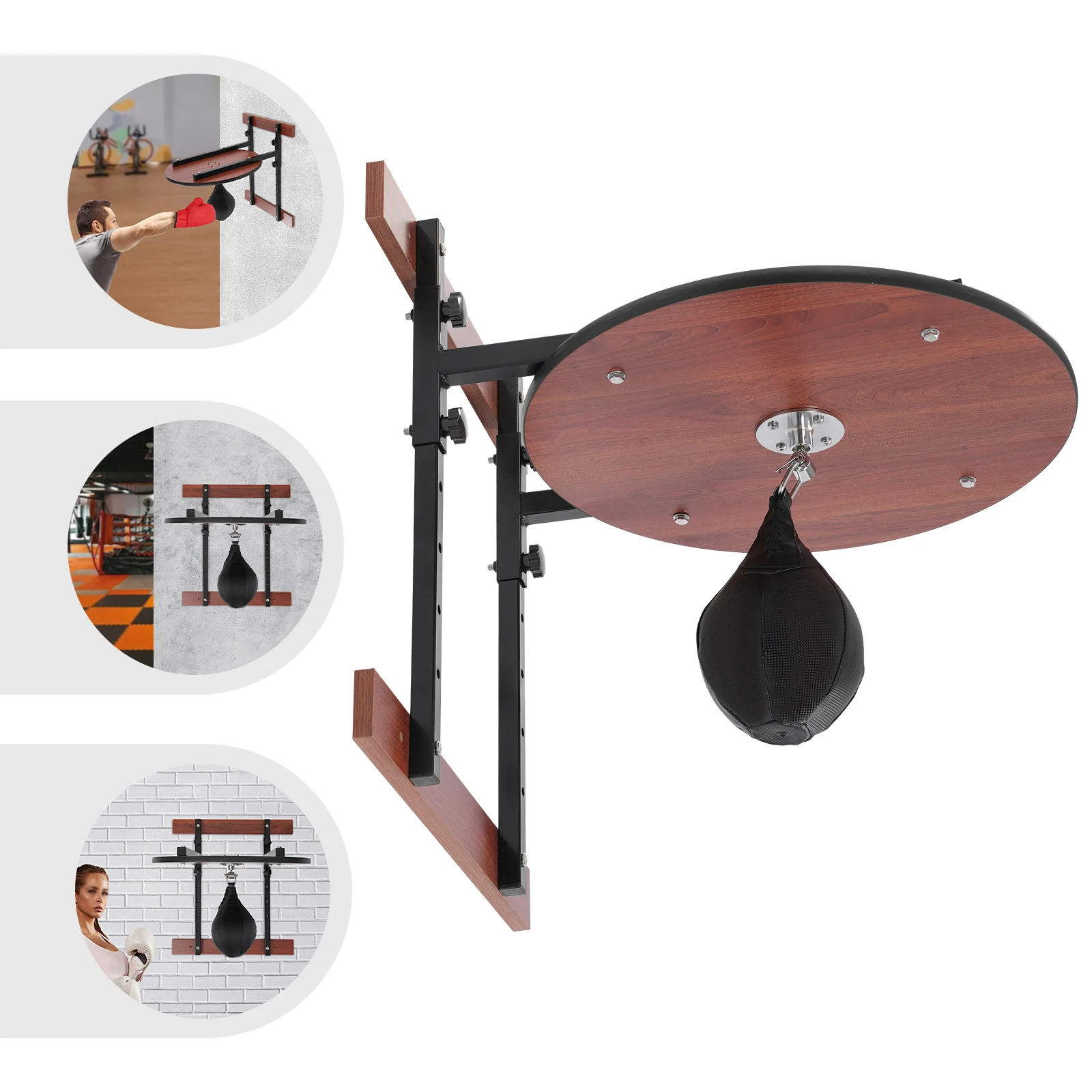 Wall-mounted Boxing Speed Bag Platform Kit, 360° Rotation 5-Speed Height Adjust, 220.46lbs Load for Boxing Reflex Training