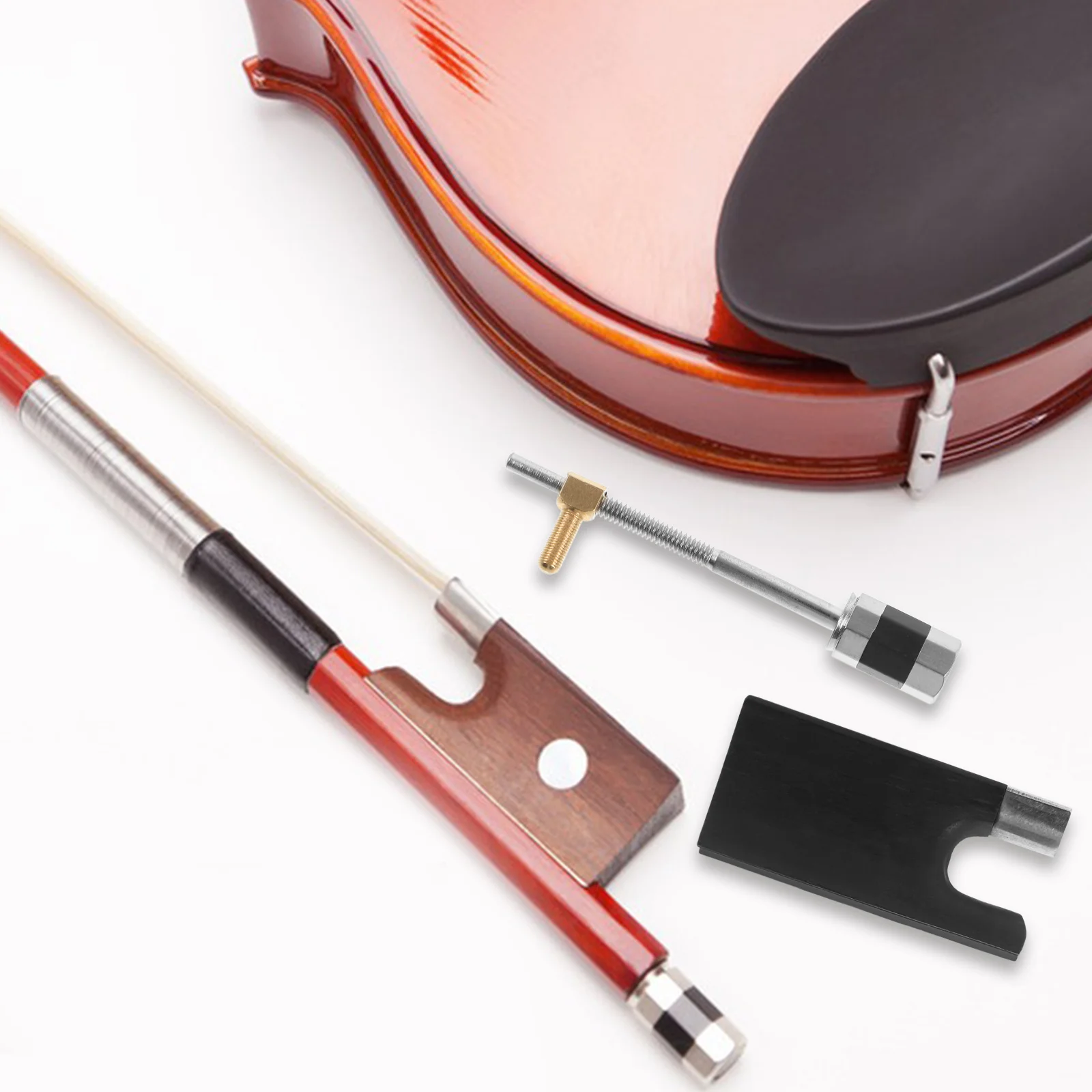 

1Set Violin Bow Frog Replacement Wooden Copper Part for Violin Bow Repair Practical Musical Equipment Accessory