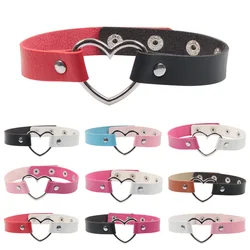 Neo-Gothic Two-tone Spliced ​​PU Leather Choker Punk Rock Love Necklace For Women Party Jewelry Retro Accessories Dropshipping