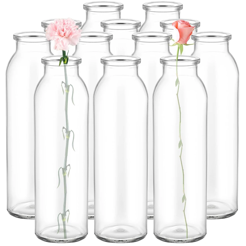 Glass Clear Bud Vases Small Clear Vase Decorative Bottle Vase for Home Decor Centerpieces, Office Table Decor, Wedding Reception
