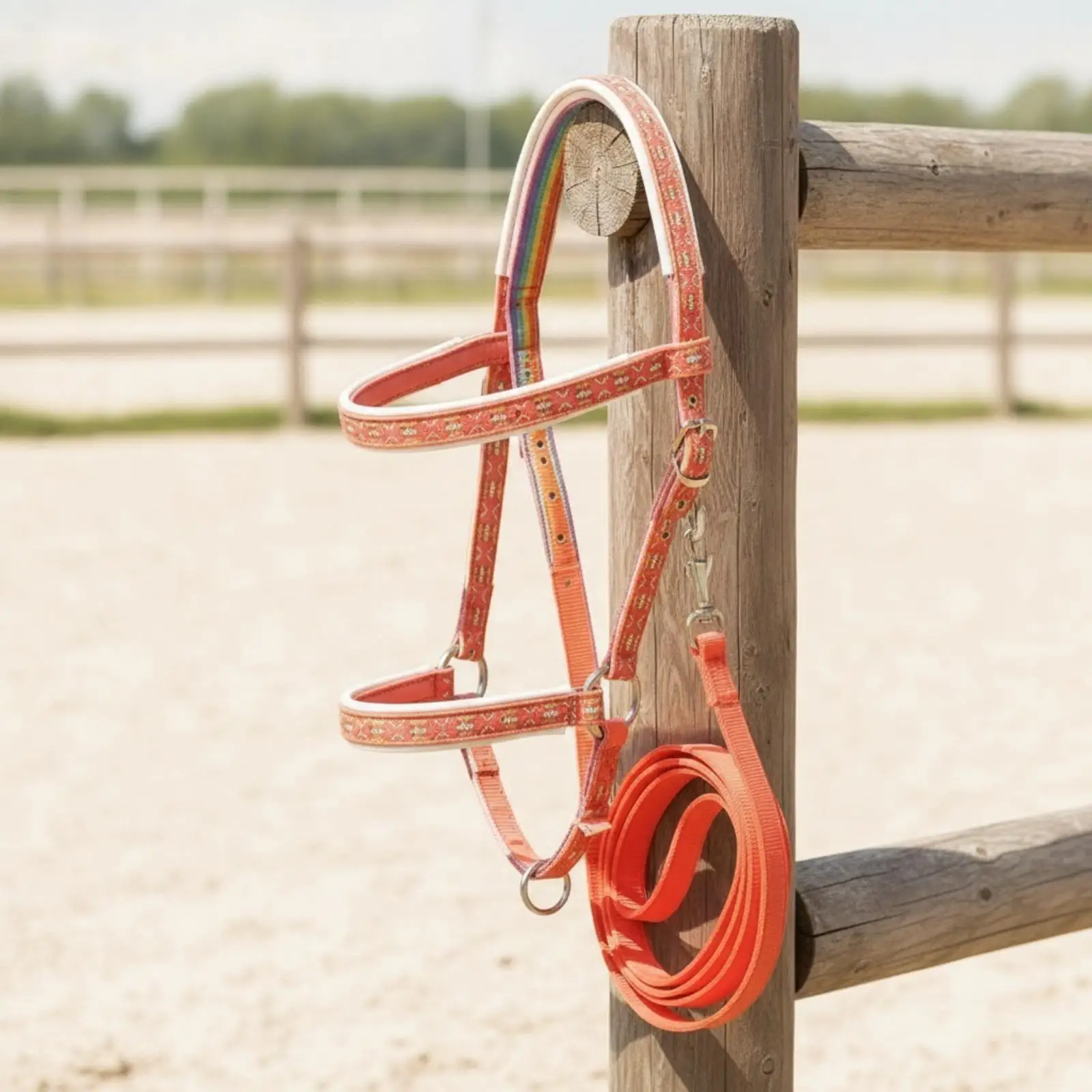 Multi Use Nylon Equestrian Bridle with Matching Halter and Reins for Horse Handling