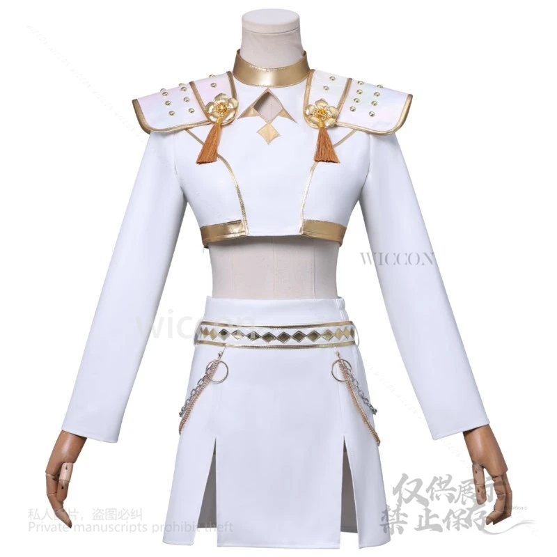 أنيمي فيلم KPop شيطان الصيادين نجم جينو رومي تأثيري حلي الأداء الأبيض مساء فستان الباروكات هالوين الدعائم الطرف