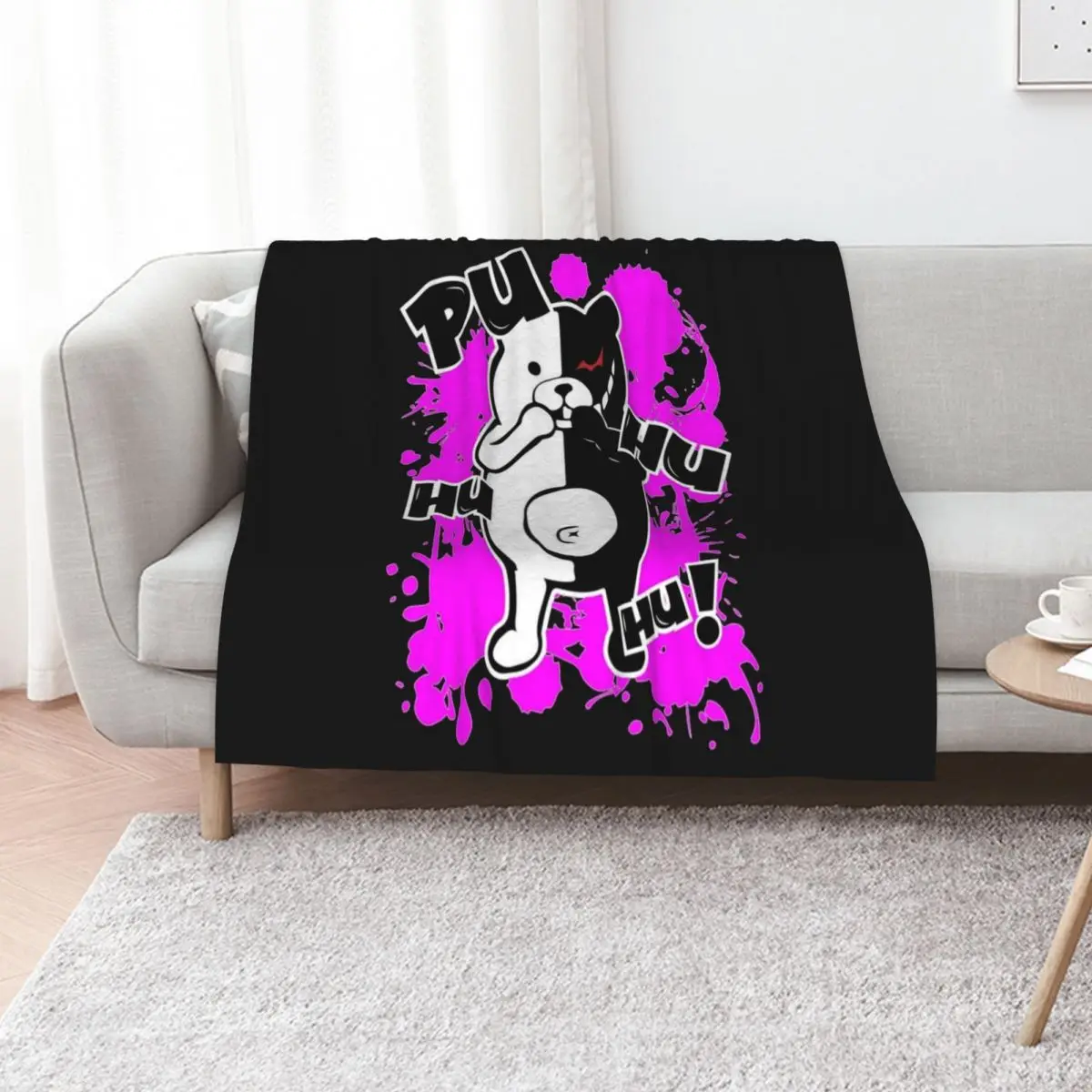 Monokuma Danganronpa - Puhuhuhu Throw Blanket Elegant Warm Throw Blanket for Hotel Home