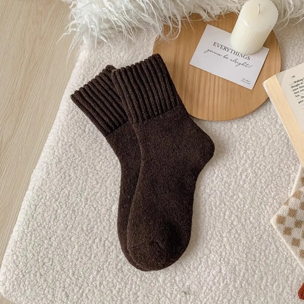 New Solid Color Thickened Wool Socks Comfortable Against Cold Warm Socks Super Thicker Winter Socks Daily Use